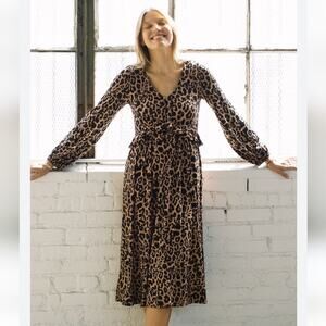 Rachel Pally White Label Women's Brown Leopard Print Vivian Dress Size 1X